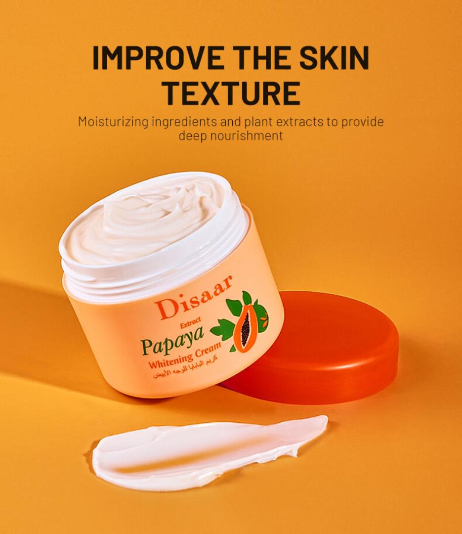 Introducing the Dissar Papaya Skin Care Product, infused with nourishing Vitamin E! This new face whitening cream is designed for daily use, helping you achieve a radiant and rejuvenated complexion.