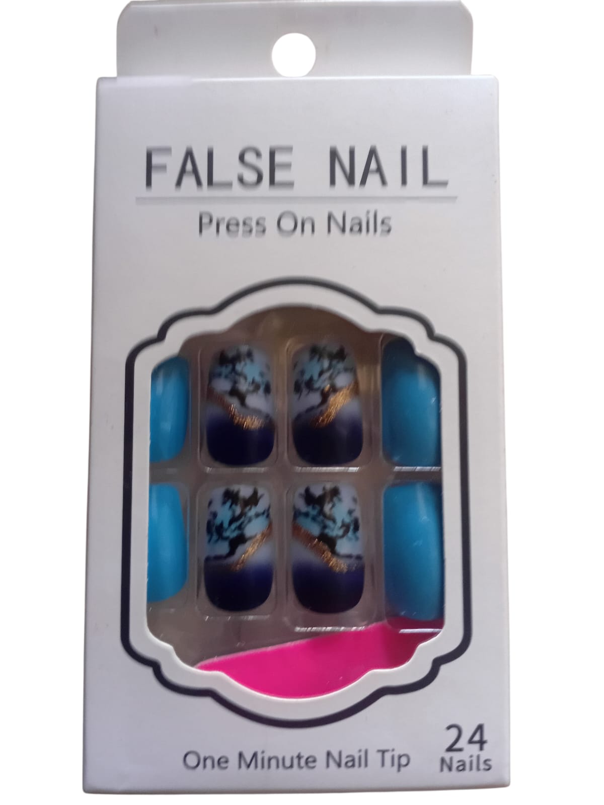 24 pcs Pattern Long & Short Luxury Press On Ballerina Nails Acrylic Stickons + Application Glue (1 Pack) Long Luxury Press On Ballerina Coffin Nails Acrylic Stickons Pressons False Faux Manicure Nails