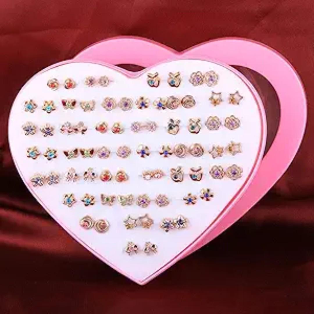 Unisex 36pairs earrings Jewellery earring gold colorful Flower Stud set