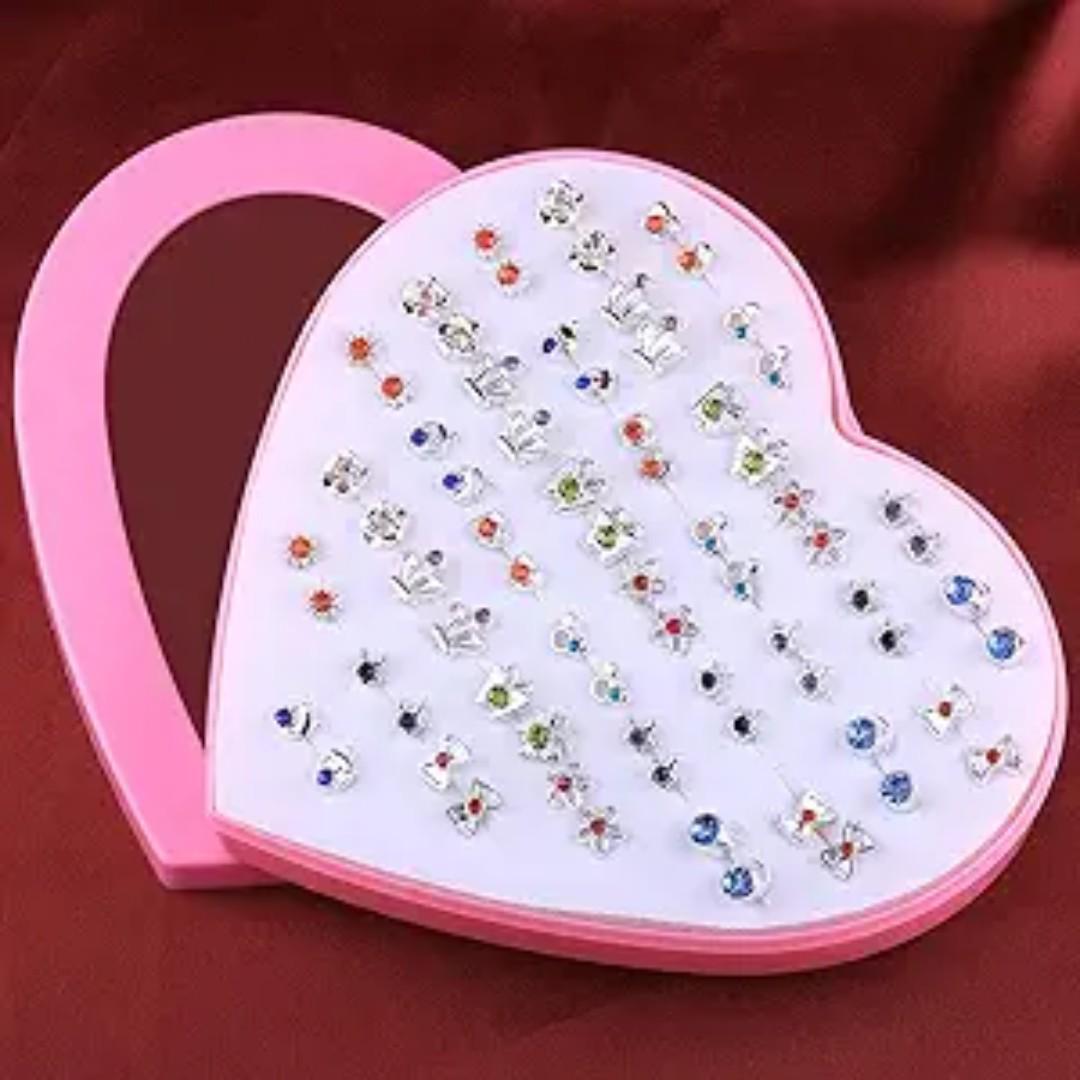 Unisex 36pairs earrings Jewellery earring gold colorful Flower Stud set