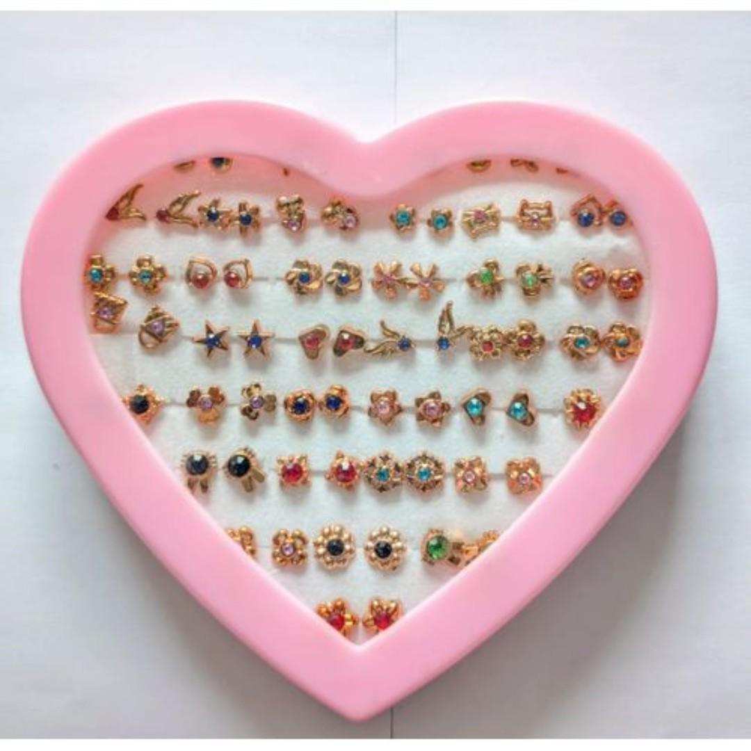 Unisex 36pairs earrings Jewellery earring gold colorful Flower Stud set