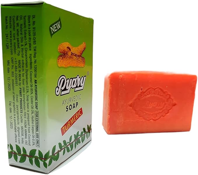 Pyary Ayurvedic Turmeric Soap is a natural and herbal soap made from pure coconut oil and enriched with the goodness of turmeric. This unique soap is formulated to provide deep cleansing