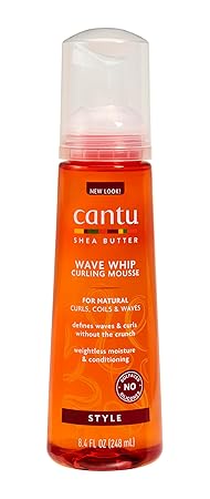 Cantu Shea Butter Wave Whip Curling Mousse creates crunch-free, touchable, soft, frizz-free waves and curls. It is made with pure shea butter and created without harsh ingredients