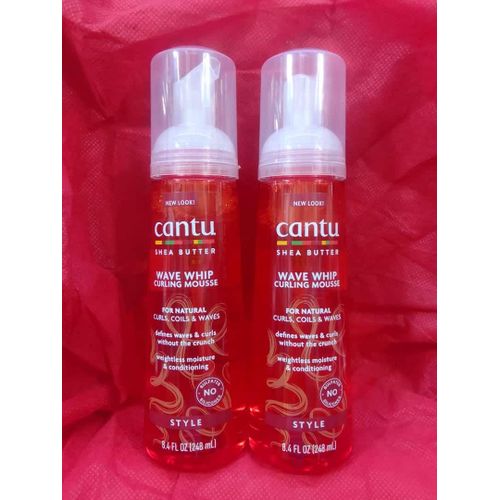 Cantu Shea Butter Wave Whip Curling Mousse creates crunch-free, touchable, soft, frizz-free waves and curls. It is made with pure shea butter and created without harsh ingredients