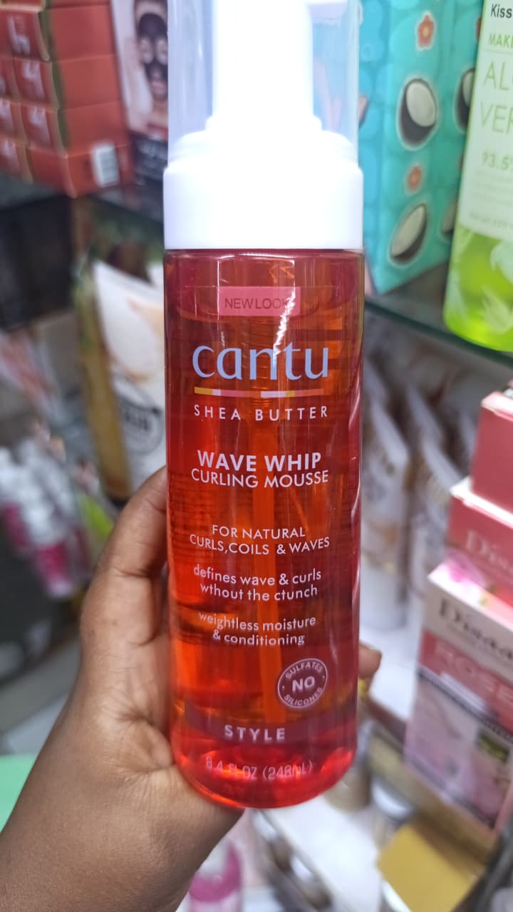 Cantu Shea Butter Wave Whip Curling Mousse creates crunch-free, touchable, soft, frizz-free waves and curls. It is made with pure shea butter and created without harsh ingredients