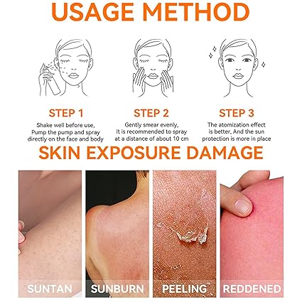 DISAAR BEAUTY SPF 60 PA+++ Vitamin C Serum Sunscreen Spray Calming Repair UVA/UVB Extra Protect Hydrates Orange Extract 160ml / 5.41fl.oz