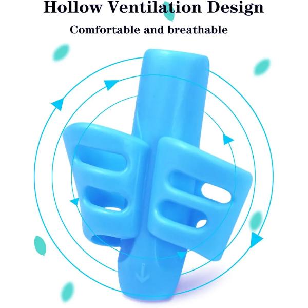 Pencil Gripper: A two-finger grip silicone holder for babies that aids in posture correction and writing. Made from soft, non-toxic, and 100% safe silicone.