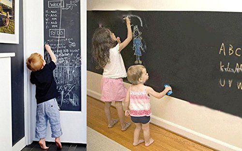 Modern Erasable Chalkboard Wall Sticker: Enhance Your Creative Spaces with a Versatile Removable Chalkboard Wall Sticker, the Perfect Wall Decal for Contemporary Living + 5pcs of Chalk