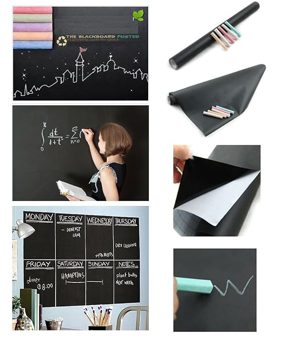 Modern Erasable Chalkboard Wall Sticker: Enhance Your Creative Spaces with a Versatile Removable Chalkboard Wall Sticker, the Perfect Wall Decal for Contemporary Living + 5pcs of Chalk