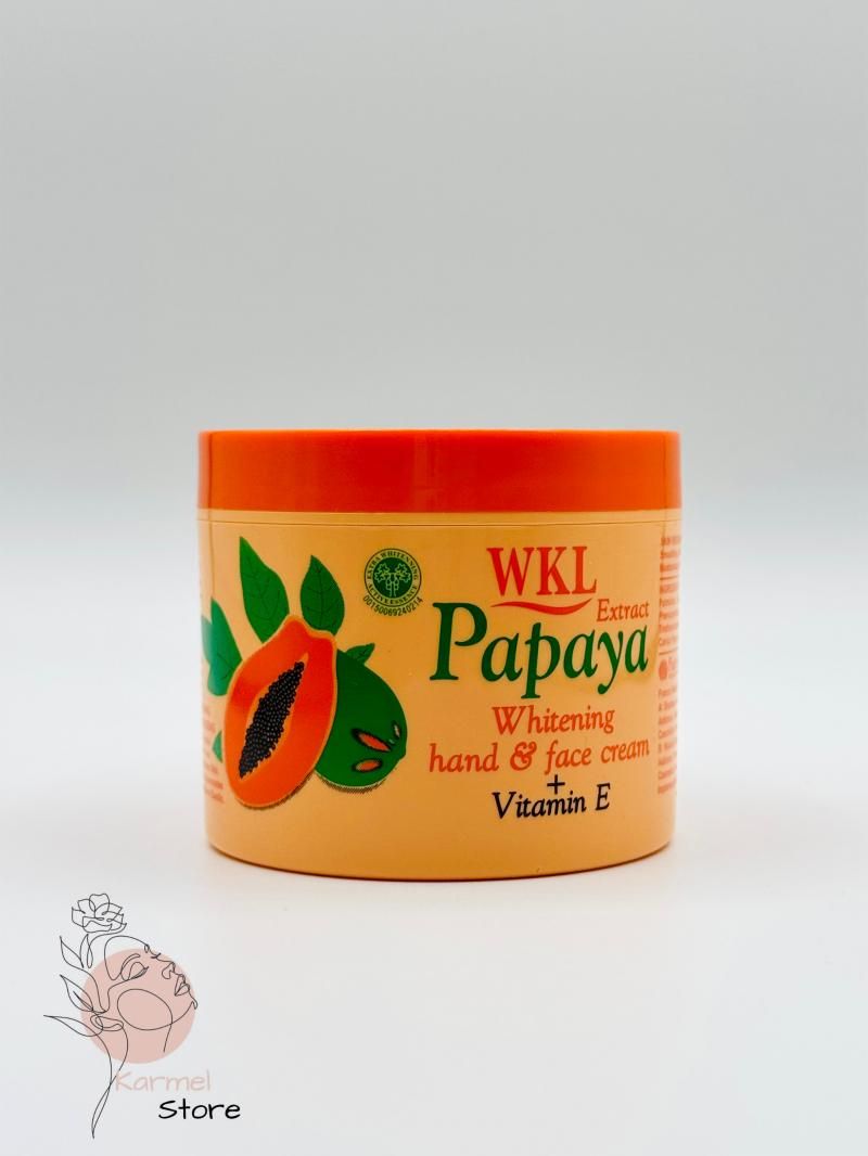 Experience the and softening benefits of Fruit of the Wokali Papaya Whitening Hand and Face Cream, designed to enhance your skin's radiance and give you a beautifully smooth complexion.
