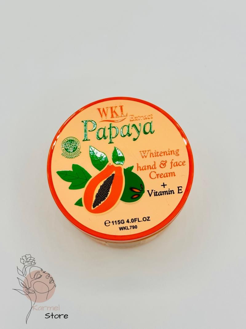 Experience the and softening benefits of Fruit of the Wokali Papaya Whitening Hand and Face Cream, designed to enhance your skin's radiance and give you a beautifully smooth complexion.