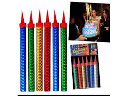 6 Pcs Colorful Sparkling Candles with Holders, Party and Birthday Candles, Fountain Candles for Birthday Cakes, Suitable for All Occasions and Celebrations, (20cm) Multi-Color.