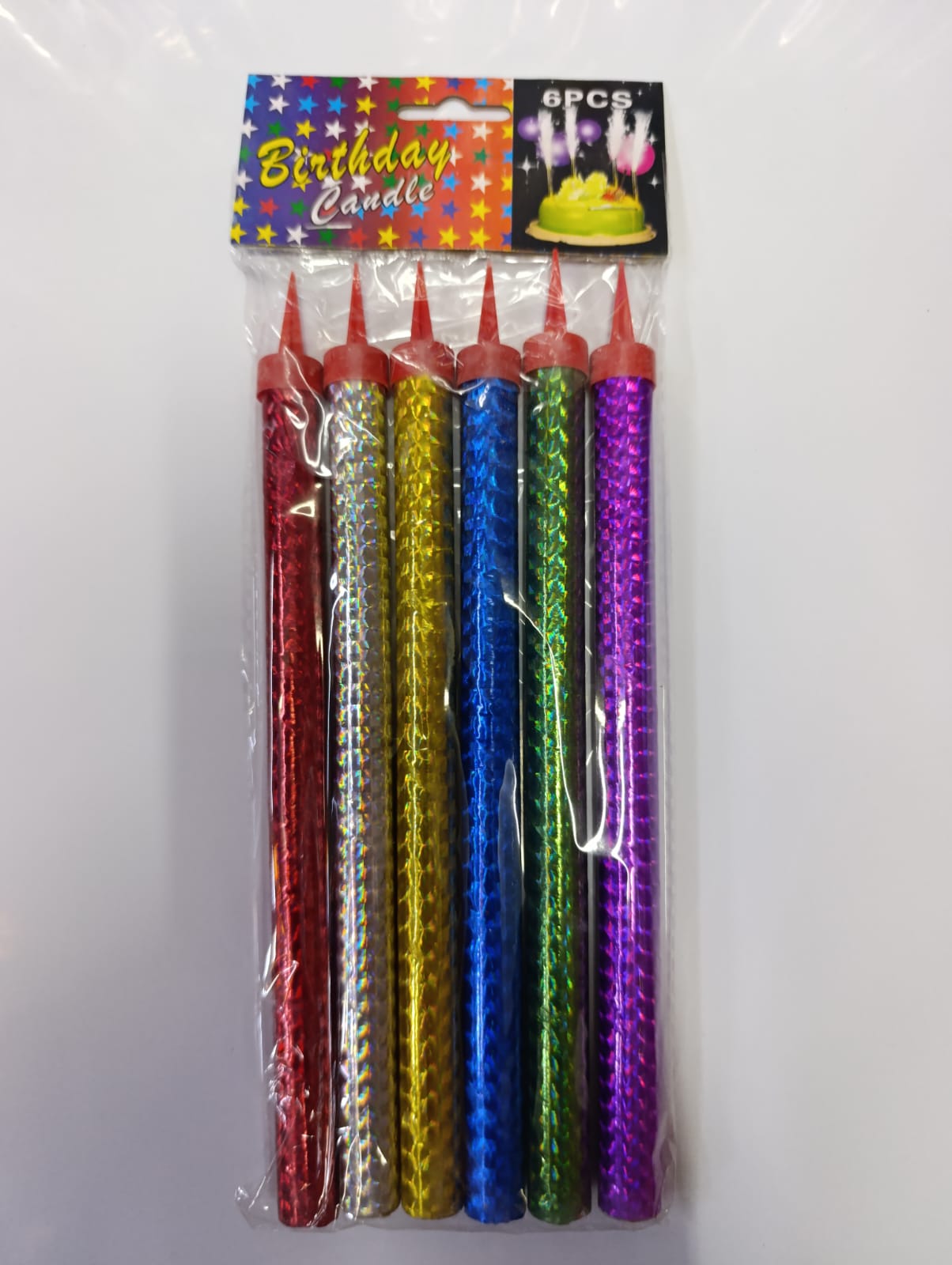 6 Pcs Colorful Sparkling Candles with Holders, Party and Birthday Candles, Fountain Candles for Birthday Cakes, Suitable for All Occasions and Celebrations, (20cm) Multi-Color.