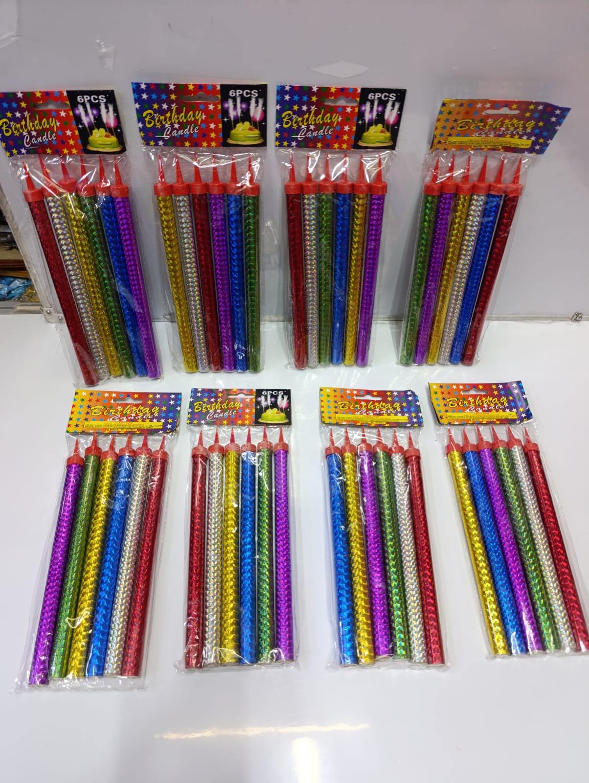 6 Pcs Colorful Sparkling Candles with Holders, Party and Birthday Candles, Fountain Candles for Birthday Cakes, Suitable for All Occasions and Celebrations, (20cm) Multi-Color.