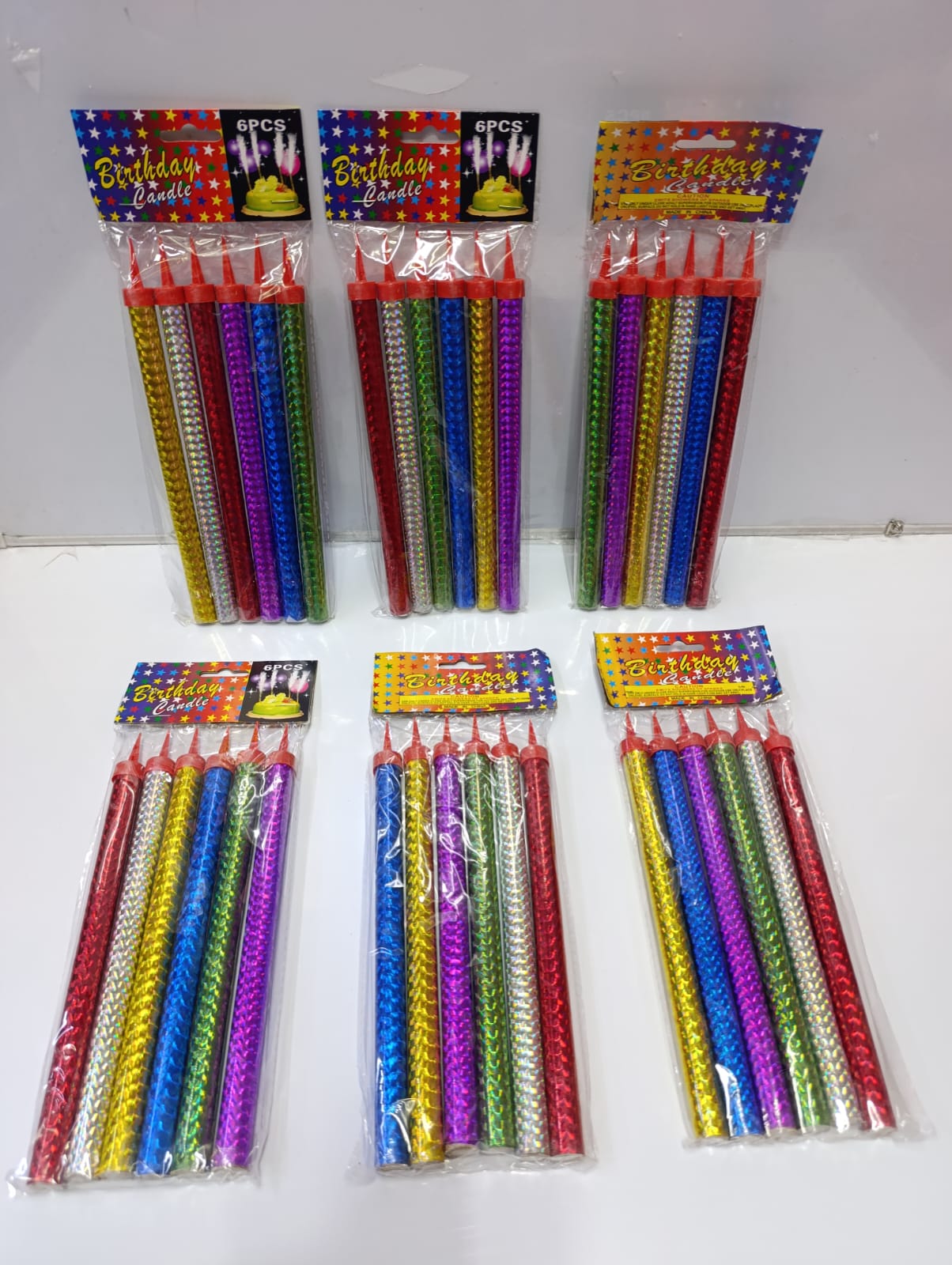 6 Pcs Colorful Sparkling Candles with Holders, Party and Birthday Candles, Fountain Candles for Birthday Cakes, Suitable for All Occasions and Celebrations, (20cm) Multi-Color.