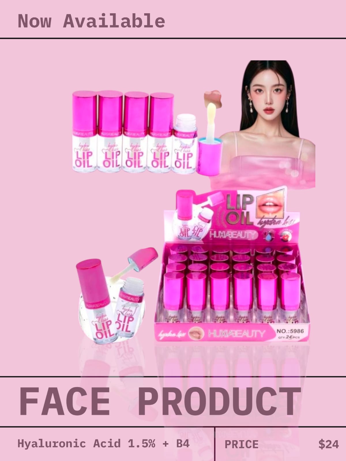 Hydra Kiss Lip Oil Booster: Hydrating lip gloss with a nourishing natural oil blend. Features a jumbo wand for easy application and a non-sticky formula.