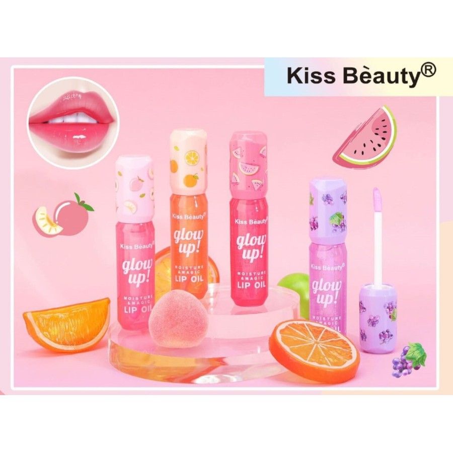 Kiss Beauty Glow Up Fruit Flavor Changing Color Moisturizing Lip Oil - Hydrating and Fruity Transparent Formula