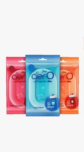 Aer O – Hanging Car Air Freshener – Rose Blossom, Cool Aqua, Musk After Smoke & Value Pack of 3 (22.5g) | Gel Lasts Up to 30 Days | Car Accessories