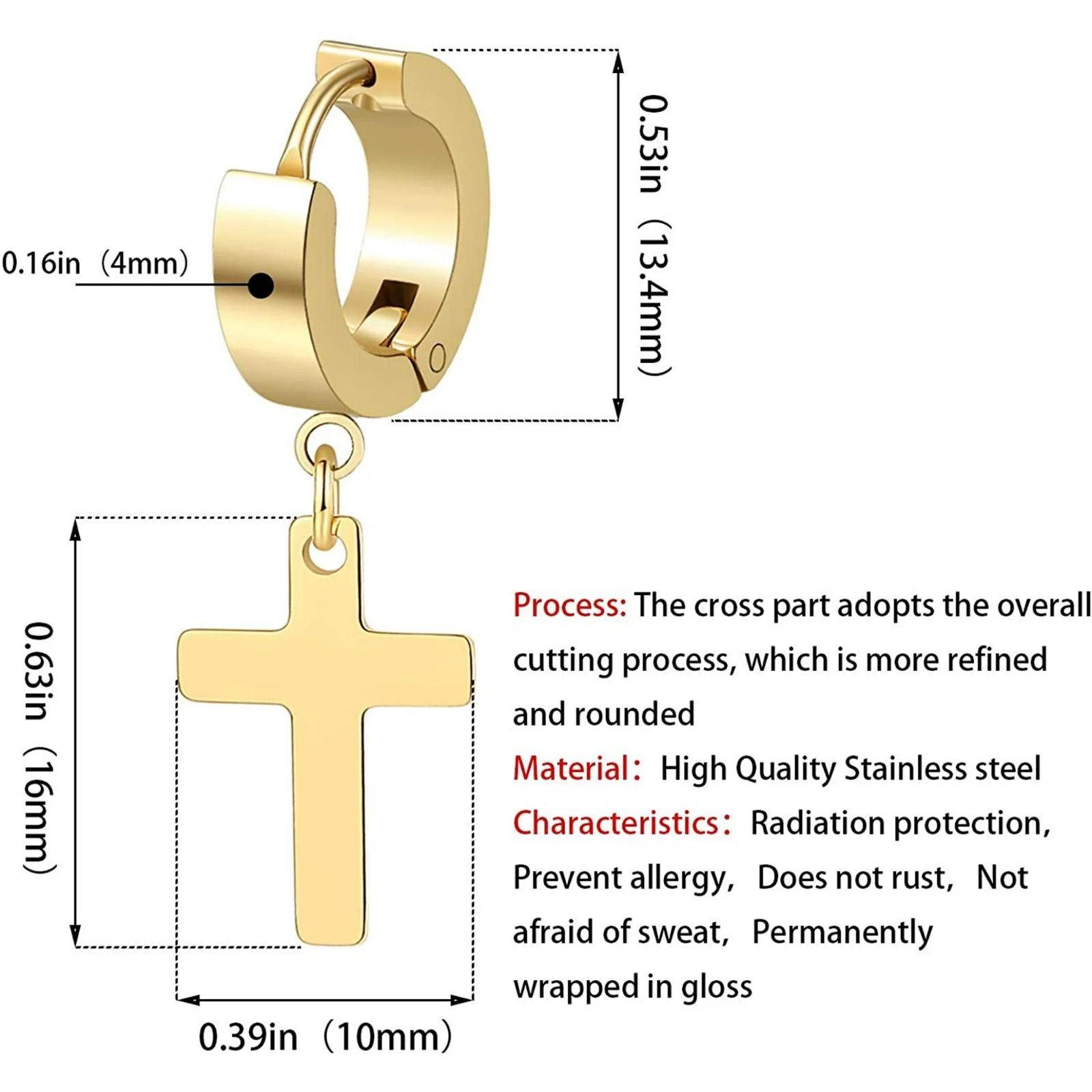 Discover our stunning Stainless Steel Cross Earrings Set, designed for both men and women. These elegant dangle hinged earrings combine style and comfort, making them a perfect addition to any outfit!