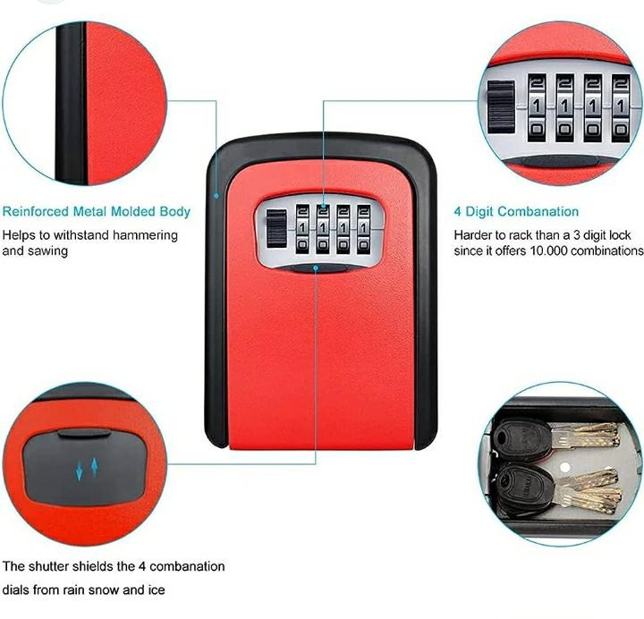 Key Safe Wall Mounted, Key Lock Box Outdoor, Combination Key Safe Lock Box, Waterproof and Security Key Lockbox, Key Cabinet Key Safe Outside for Garage School Elderly Parents Spare House Key Storage