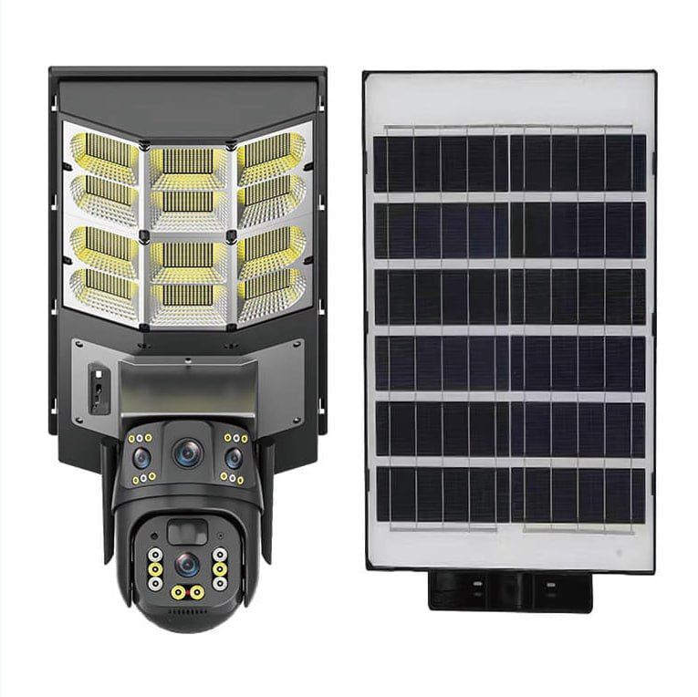 Solar Street Light with V380 4G (simcard)10X Dual-lens Monitoring HD Camera, Memory:128GB SD Card