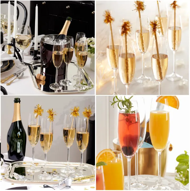 Classic Champagne Glasses Set of 6, 6oz Glass Champagne Flutes, Stemmed Champagne Flutes, Sparkling Wine Glass for Party, Wedding and Home - Clear