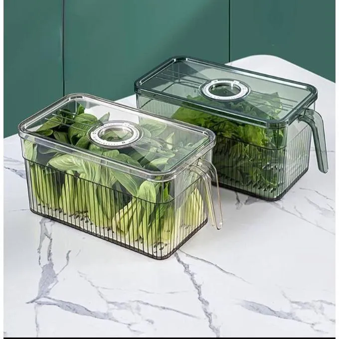 3 Ltrs 2-PC Set Acrylic Food Storage Containers Stackable Fridge Organizer Containers With Lid and Handle