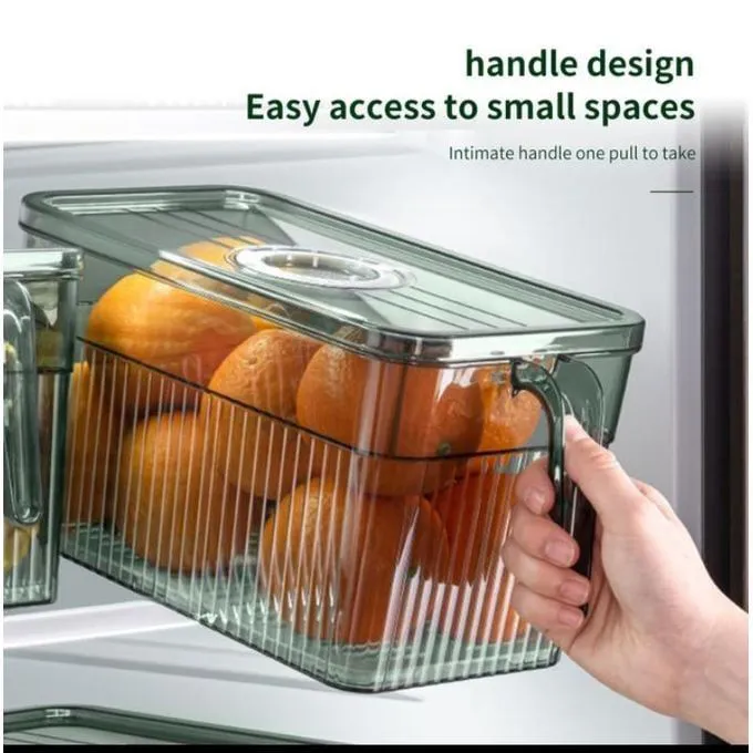 3 Ltrs 2-PC Set Acrylic Food Storage Containers Stackable Fridge Organizer Containers With Lid and Handle