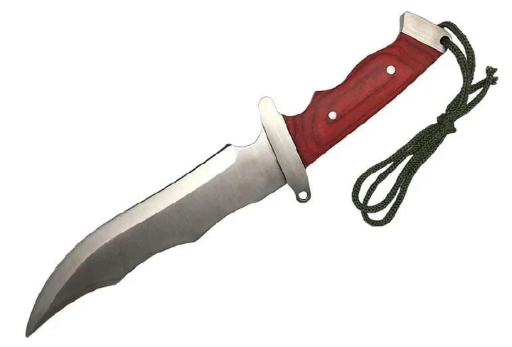18-CM Fixed Blade Knife Full Tang Rosewood Handle Leather Sheath for Camping & Hunting