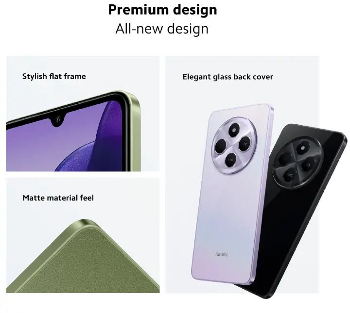 XIAOMI Redmi 14C 128GB Storage Up to 8GB Ram 50MP AI Dual Camera Immersive 6.88" HD+ Display Up to 120Hz Refresh Rate Dual Sim 5160mAh Type Battery Elegant Glass Back Cover Smart Phone