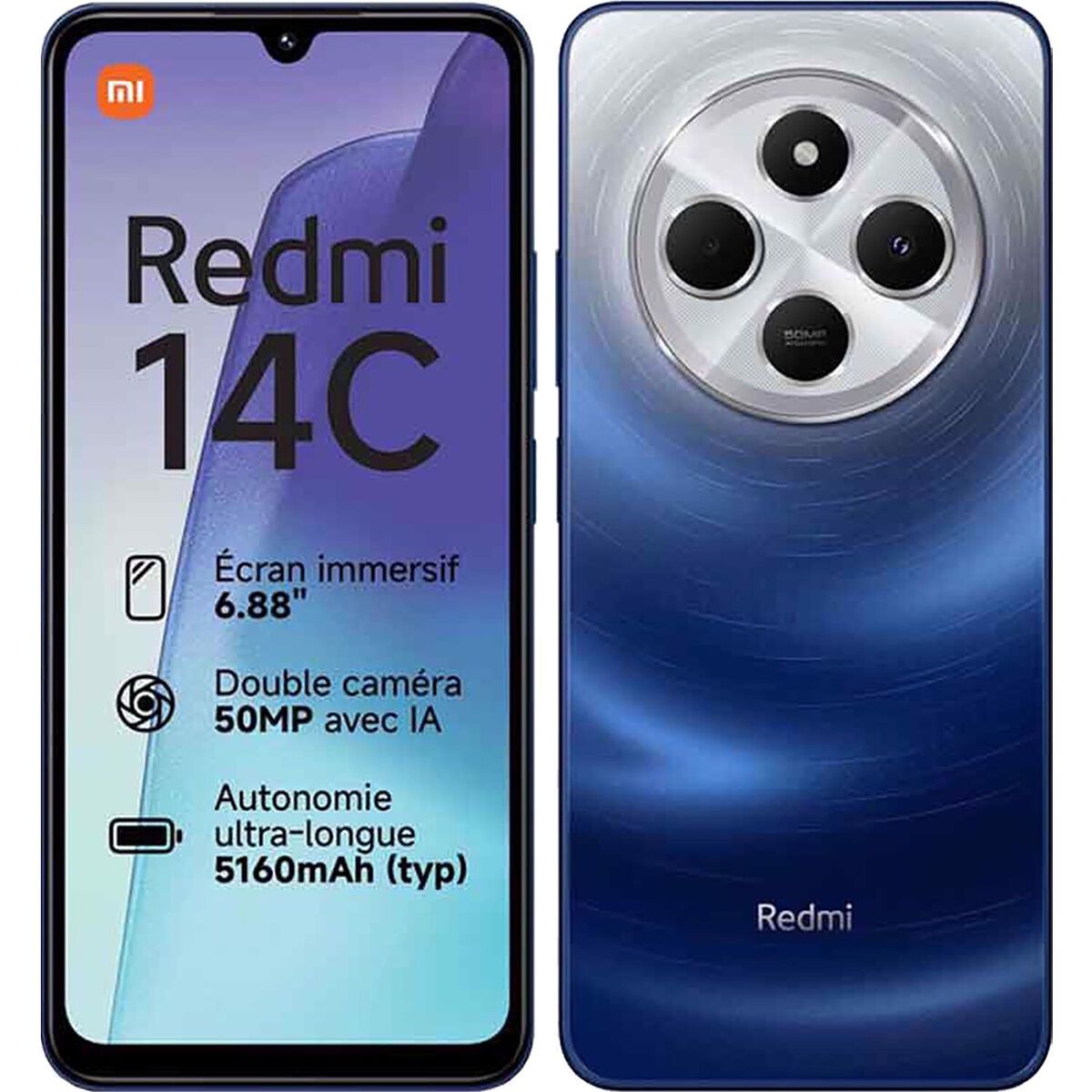 XIAOMI Redmi 14C 128GB Storage Up to 8GB Ram 50MP AI Dual Camera Immersive 6.88" HD+ Display Up to 120Hz Refresh Rate Dual Sim 5160mAh Type Battery Elegant Glass Back Cover Smart Phone