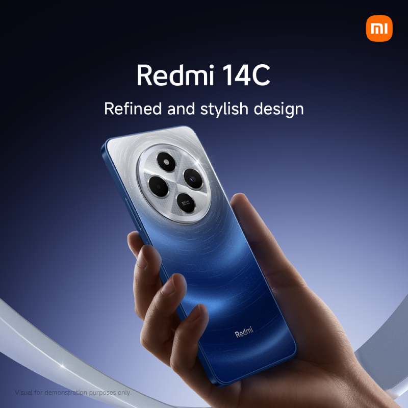 XIAOMI Redmi 14C 128GB Storage Up to 8GB Ram 50MP AI Dual Camera Immersive 6.88" HD+ Display Up to 120Hz Refresh Rate Dual Sim 5160mAh Type Battery Elegant Glass Back Cover Smart Phone