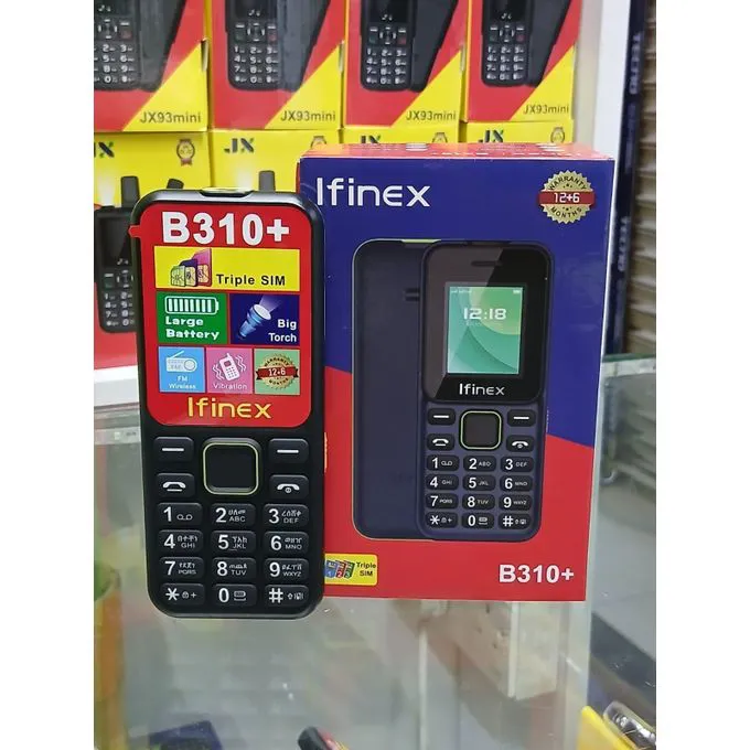 Ifinex B310+ New Feature Phone With Large Battery, Facebook,, Triple SIM, FM Wireless, Vibration, Big Torch And HD Camera kabambe/katululu/mulika mwizi/button feature phone
