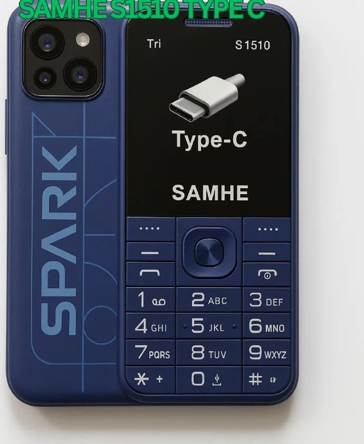 SAMHE S1510 TYPE C ,Triple SIM Feature Phone 1.77`` SCREEN DISPLAY with Torch Light, 2500mAh Battery, Wireless FM, Palmchat, Operamini, Camera & BT USB Ports Kabambe, Katululu