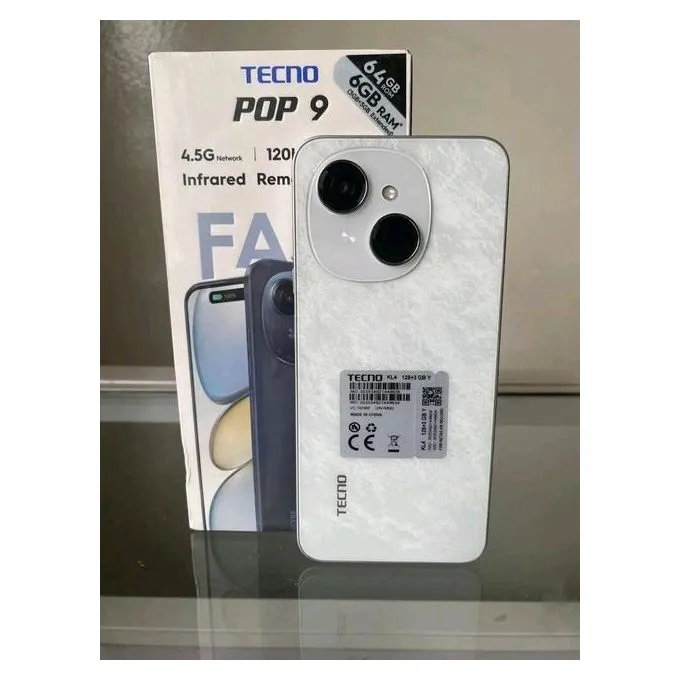 [NEW ARRIVAL]Tecno POP 9 6.67" 64 GB Storage + 3RAM 120Hz Hole Screen Dual Speakers IP54 Waterproof - Android 14 13MP Camera Dual sim 5000mAh-Smartphones