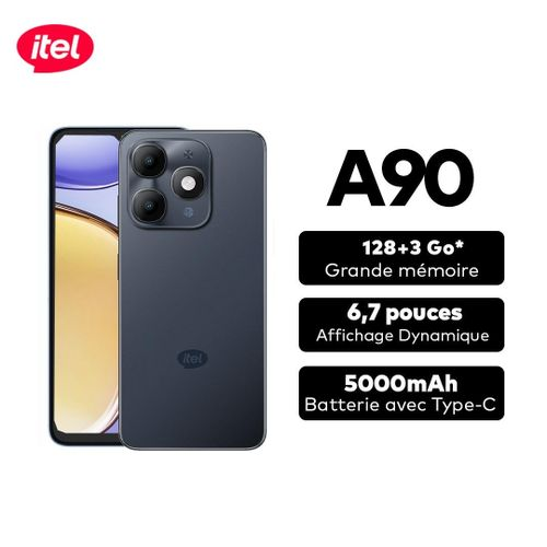 Itel A90 128GB+12(4+8)GB RAM 6.6“ 90HZ Display Phone Dual SIM 4G Network 13MP Camera Fingerprint Unlock 15W 5000 mAh Battery Android 14 T7100 Octa-core Smart Phones