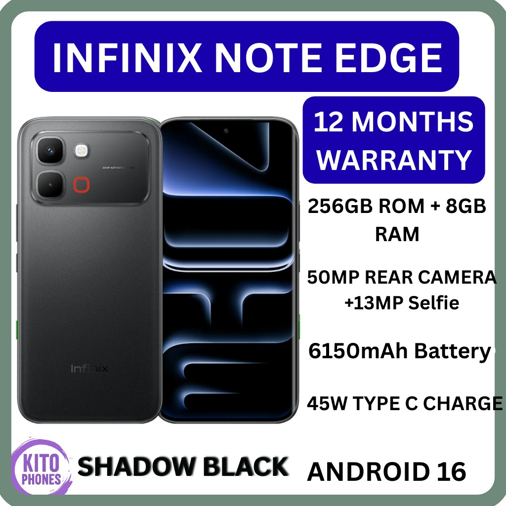 NEW ARRIVALS !!BRAND NEW INFINIX NOTE EDGE 256GB ROM+8GB RAM 6.78" 120Hz AMOLED DISPLAY 6150mAh BATTERY 50MP +13MP SELFIE World’s 1st MediaTek Dimensity 7100 45W Type-C Charge Android 16 SMARTPHONE