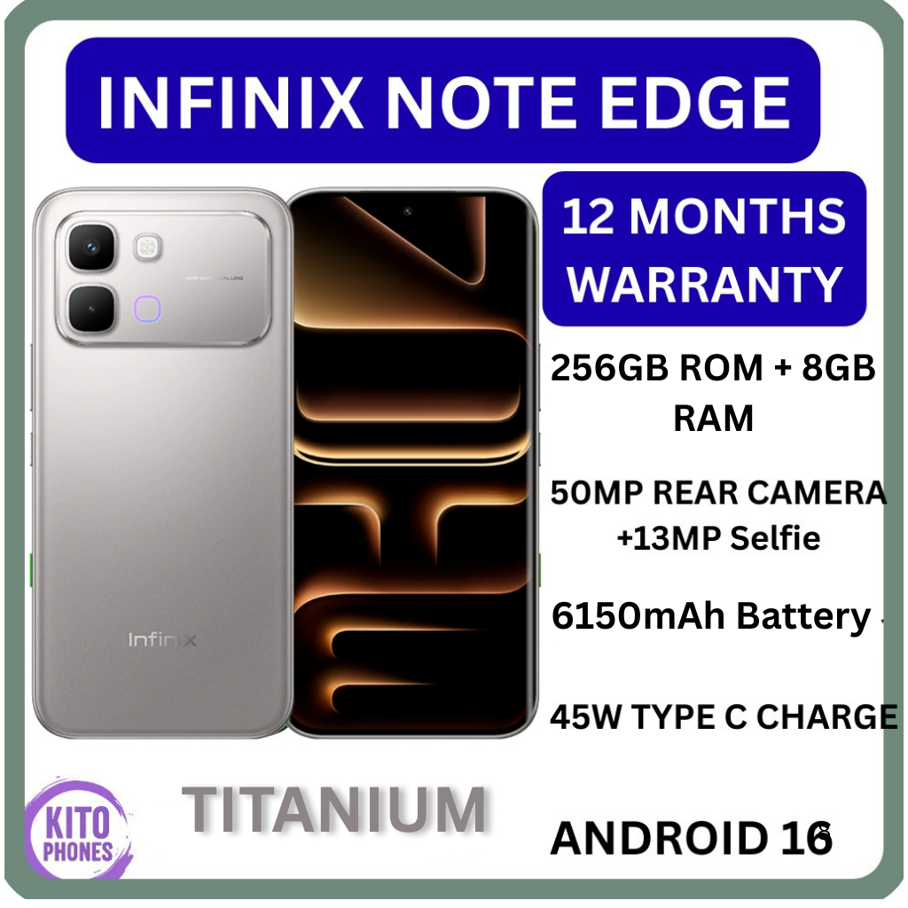 NEW ARRIVALS !!BRAND NEW INFINIX NOTE EDGE 256GB ROM+8GB RAM 6.78" 120Hz AMOLED DISPLAY 6150mAh BATTERY 50MP +13MP SELFIE World’s 1st MediaTek Dimensity 7100 45W Type-C Charge Android 16 SMARTPHONE
