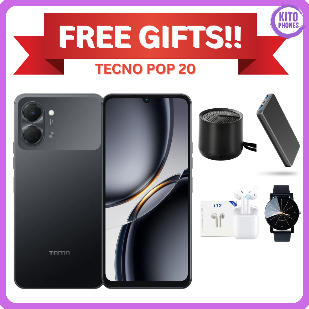 TECNO POP 20 128GB ROM +8GB (4+4gb)extended RAM 6.75 inch 5000mAh Battery 13MP Main Camera Dual SIM 15W FAST CHARGE UNISOC T7250 PROCESSOR Android 15 Mobile Phones SMARTPHONES +FREE GIFTS JUST FOR YOU