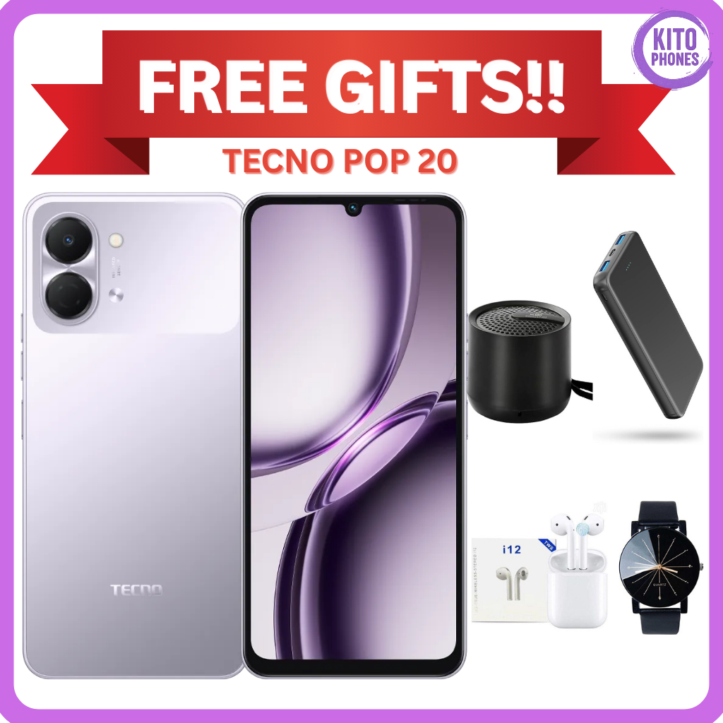 TECNO POP 20 128GB ROM +8GB (4+4gb)extended RAM 6.75 inch 5000mAh Battery 13MP Main Camera Dual SIM 15W FAST CHARGE UNISOC T7250 PROCESSOR Android 15 Mobile Phones SMARTPHONES +FREE GIFTS JUST FOR YOU