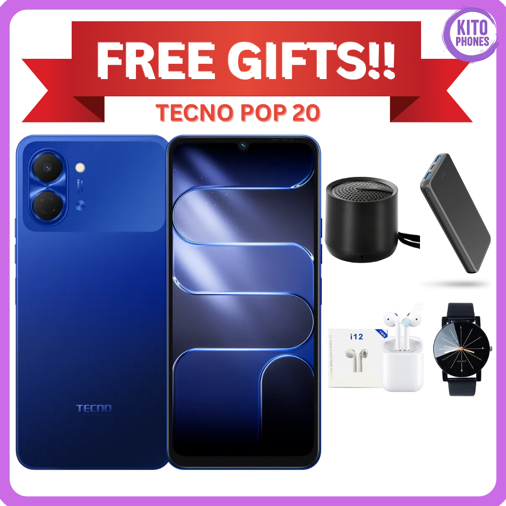 TECNO POP 20 128GB ROM +8GB (4+4gb)extended RAM 6.75 inch 5000mAh Battery 13MP Main Camera Dual SIM 15W FAST CHARGE UNISOC T7250 PROCESSOR Android 15 Mobile Phones SMARTPHONES +FREE GIFTS JUST FOR YOU