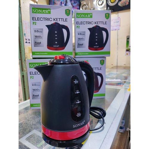 Sonar 2L Cordless Electric Kettle ,1500W Energy Efficient , 1 .5m Power Cord - Yellow (1YR WRTY) – Durable Stainless Steel, Fast Boil, Cordless Convenience, Energy Efficient Design
