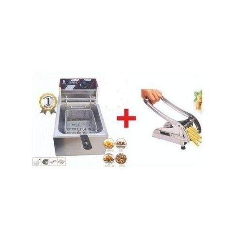 Macro Electric Deep Fryer Machine – 6L Capacity + Free Chips Cutter perfect for preparing fries, chicken, samosas, fish, for family or small business use. ensures fast oil heating even and cooking