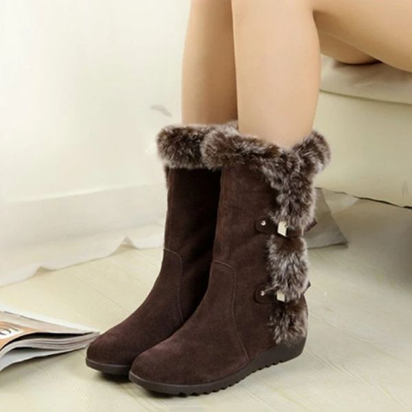 2025 Women Boots Women&apos;s Middle Tube Thick Bottom Shoes Frosted Boots Ladies Flat Heel Middle Tube Boots