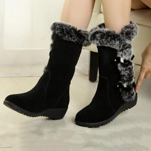 2025 Women Boots Women&apos;s Middle Tube Thick Bottom Shoes Frosted Boots Ladies Flat Heel Middle Tube Boots