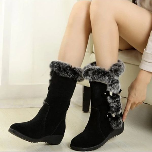 2025 Women Boots Women&apos;s Middle Tube Thick Bottom Shoes Frosted Boots Ladies Flat Heel Middle Tube Boots