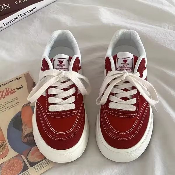 New Red Women Vulcanize Shoes Casual Platform Sneakers Vintage Sports Female Korean Designer Flats Harajuku School Tennis