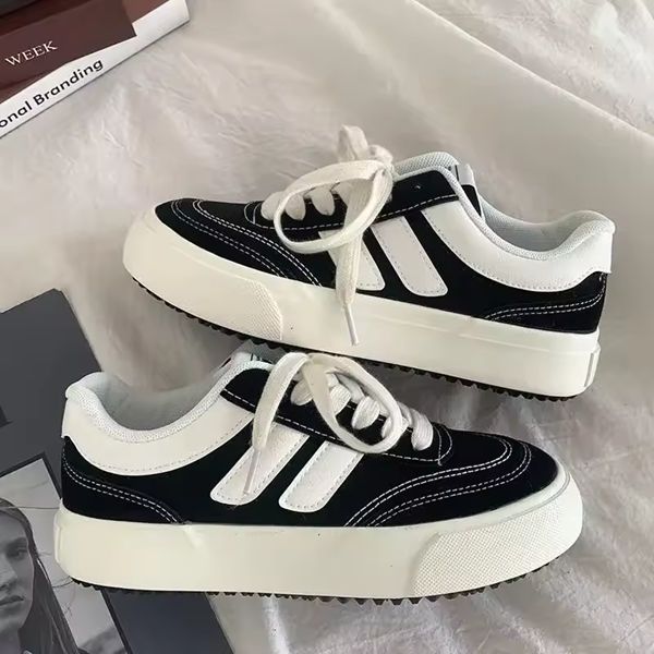New Black Women Vulcanize Shoes Casual Platform Sneakers Vintage Sports Female Korean Designer Flats Harajuku School Tennis