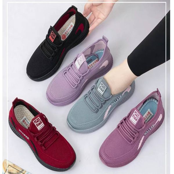 New Soft-soled Casual Sports Women's Shoes Breathable Single Shoes Fly-woven Mesh Shoes Women's Shoes Running Shoes Women