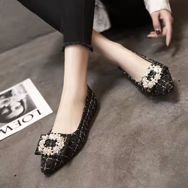 Mixed Colors Shallow Mouth Shoes Autumn Women's Moccasins Casual Female Sneakers Pearl Decorateion Flats Modis Low Heels Pointed